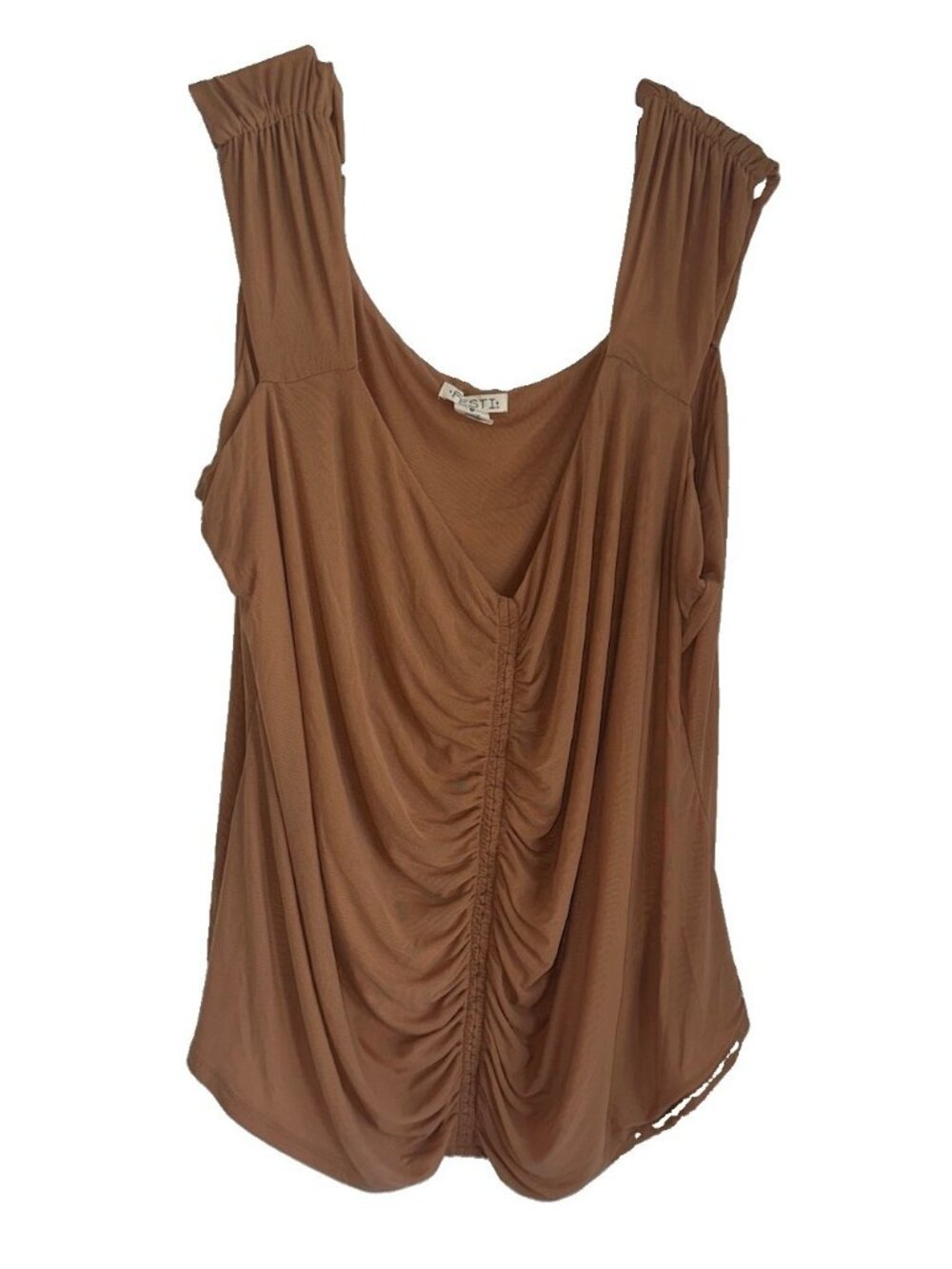 Torrid Festi Women’s Mesh Ruched Front Top Sz 6X Tan Brown Festival Coquette
